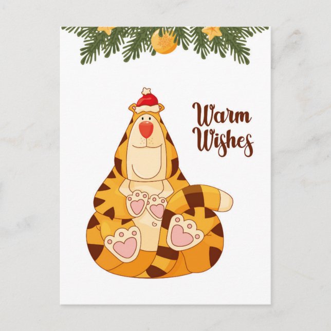 Postal Festiva Navidades divertidos Tiger Warm Wiers (Anverso)
