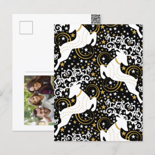 Postal Festiva Navidades dorados florecientes