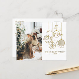 Postal Festiva Navidades dorados - Fotografía de las bolas de dec