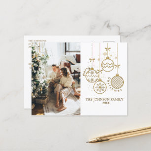 Postal Festiva Navidades dorados - Fotografía de las bolas de dec