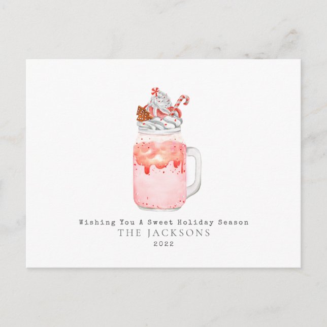 Postal Festiva Navidades dulces de Peppermint Milkshake (Anverso)