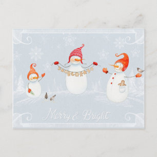 Postal Festiva Navidades dulces y brillantes nevan a los hombres 