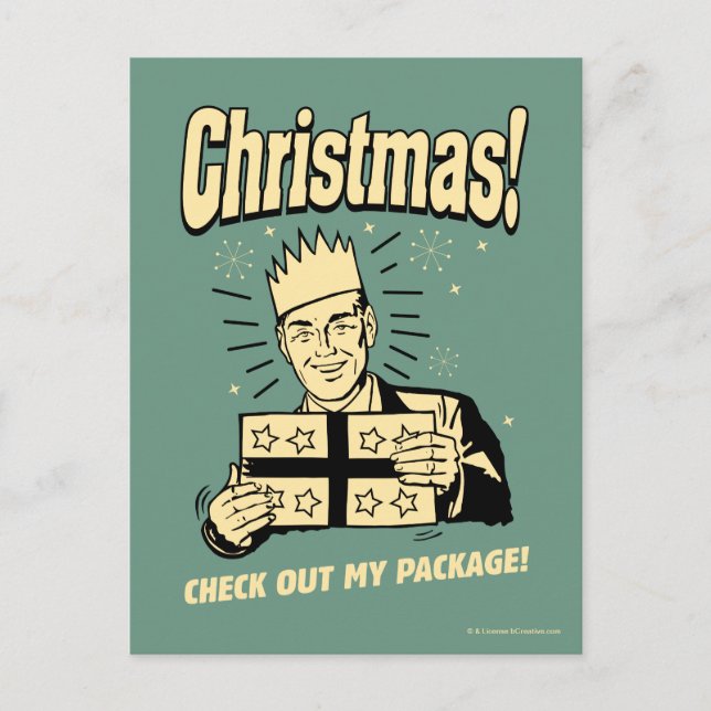 Postal Festiva Navidades: Echa un vistazo a mi paquete (Anverso)