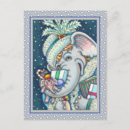 POSTAL FESTIVA NAVIDADES ELEFANTES, TRUNCABLES DE REGALOS Y BUENA