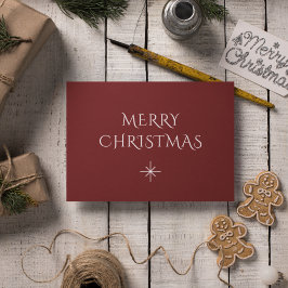 Postal Festiva Navidades Elegante Copo de Nieve Sencillo Rojo