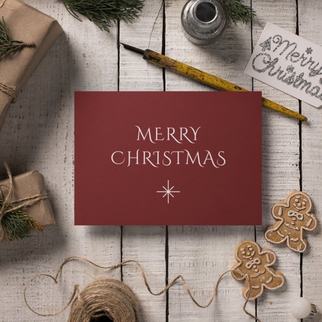 Postal Festiva Navidades Elegante Copo de Nieve Sencillo Rojo (Subido por el creador)