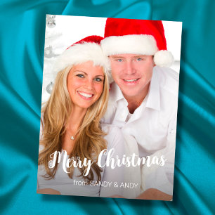 Postal Festiva Navidades Elegante Script Photo 2 Side Design