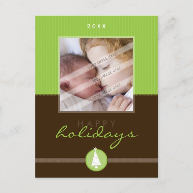Postal Festiva NAVIDADES ELEGANTES POSTCARD :: stripedstitch 6P (Anverso)