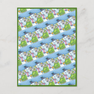 POSTAL FESTIVA NAVIDADES ELEPHANT BUILDING CUTE PACHYDERM SNOWMAN