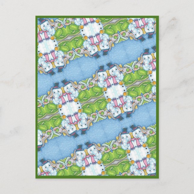 POSTAL FESTIVA NAVIDADES ELEPHANT BUILDING CUTE PACHYDERM SNOWMAN (Anverso)