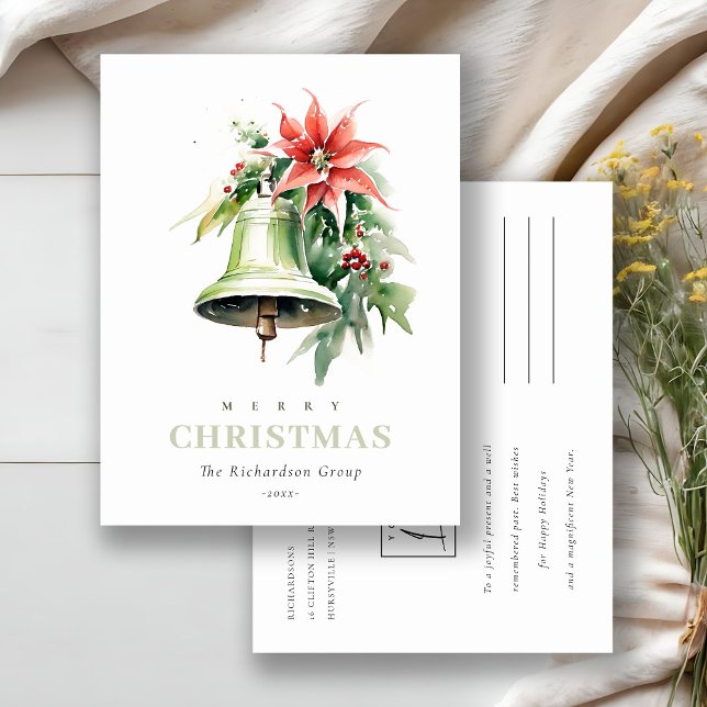 Postal Festiva Navidades empresariales Bell Poinsettia logotipo c (Subido por el creador)