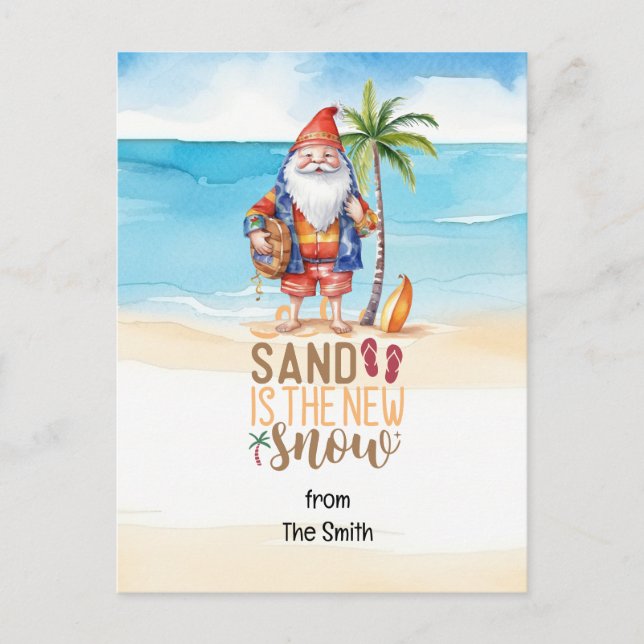 Postal Festiva Navidades en julio con SANTA CLAUS en la playa (Anverso)