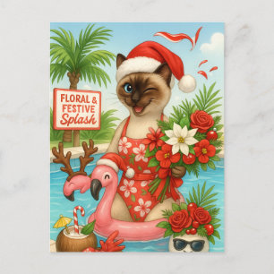 Postal Festiva Navidades en julio Fiesta de piscina para amantes