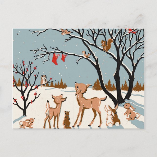 Postal Festiva Navidades en los bosques (Anverso)