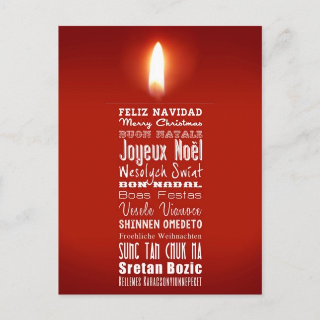 Postal Festiva Navidades encendiendo velas (Anverso)