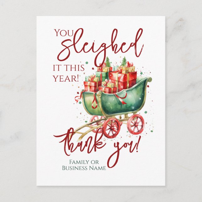 Postal Festiva Navidades Equipo de empleados Gracias (Anverso)