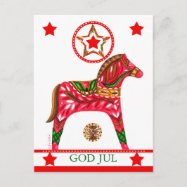 Postal Festiva Navidades escandinavos saludando con texto persona