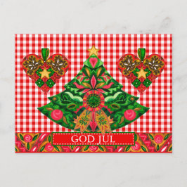 Postal Festiva Navidades escandinavos saludando con texto persona