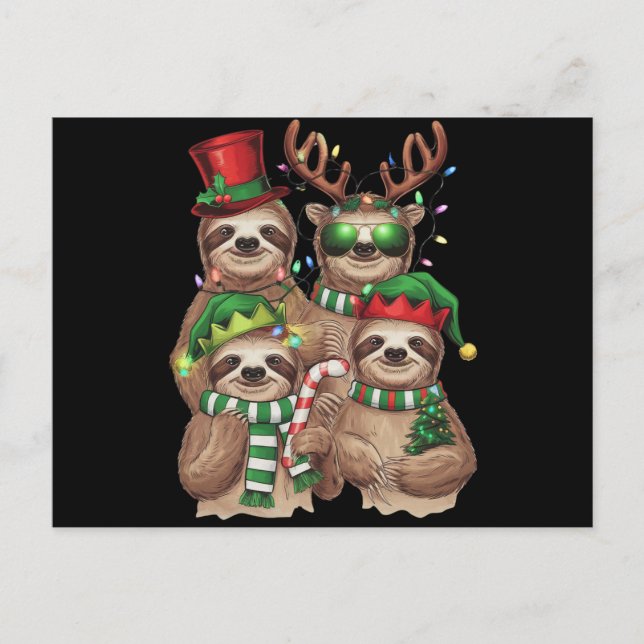 Postal Festiva Navidades eslovacos Merry Slothmas Sloth Lover Reg (Anverso)