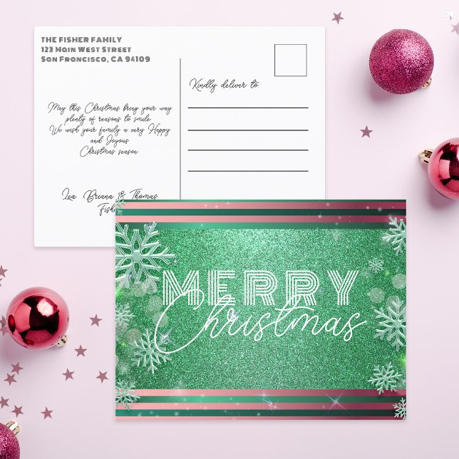 Postal Festiva Navidades espumosos del invierno verde helado (Subido por el creador)