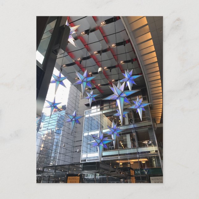 Postal Festiva Navidades estrellas Columbus Circle Nueva York NYC (Anverso)