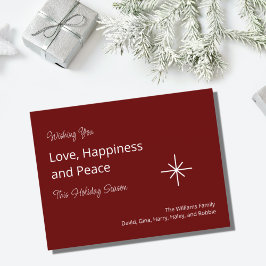 Postal Festiva Navidades Familia Festividad Roja con copo de niev