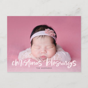 Postal Festiva Navidades familiares fotografían niños simples y m