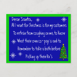 Postal Festiva Navidades Farmacéuticos "QUERIDOS SANTA"