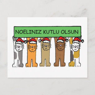 Postal Festiva Navidades felices con gatos Personalizados turcos