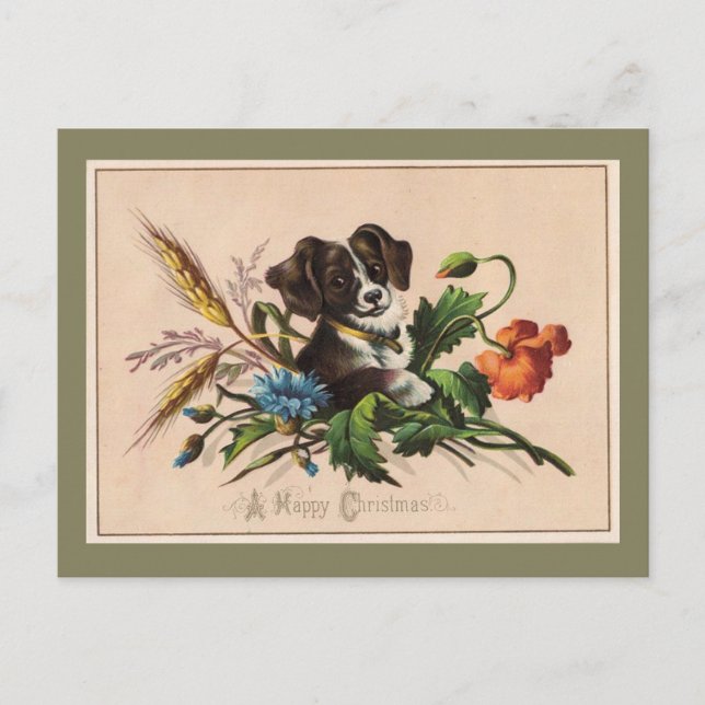 Postal Festiva Navidades felices con la reproducción de cosechas  (Anverso)