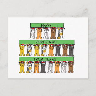 Postal Festiva Navidades felices de gatos Personalizados de Texas