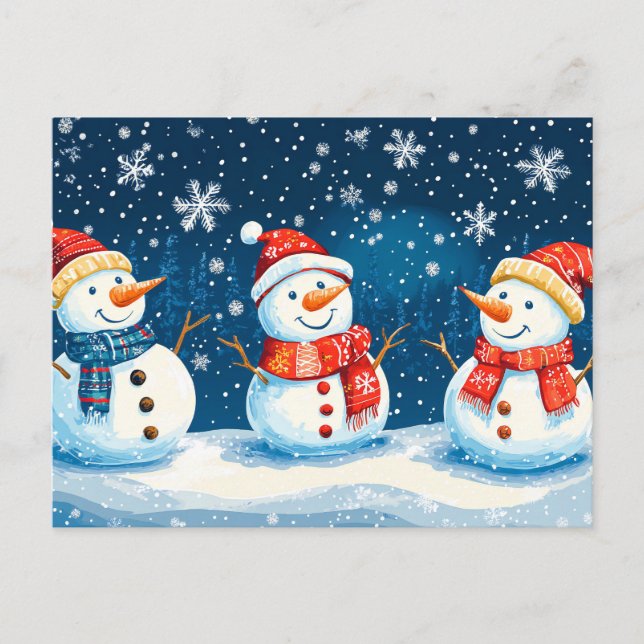 Postal Festiva Navidades felices de Snowman (Anverso)
