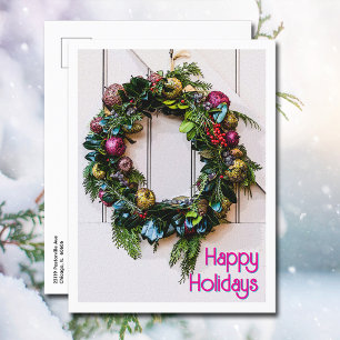 Postal Festiva Navidades Felices Vacaciones Caserío Moderna