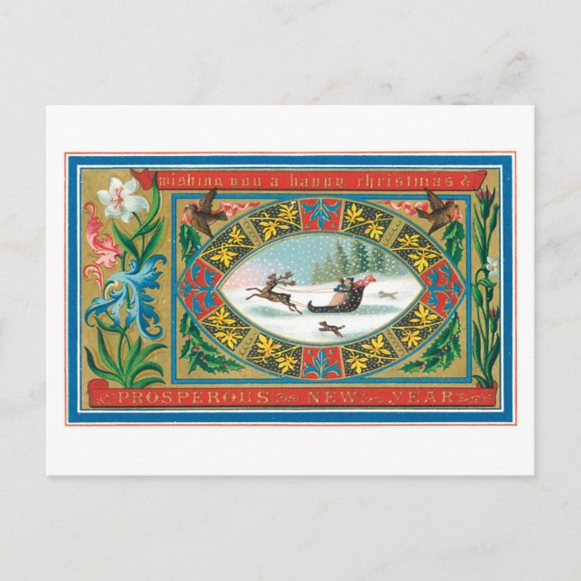 Postal Festiva Navidades felices y un año nuevo próspero (Anverso)