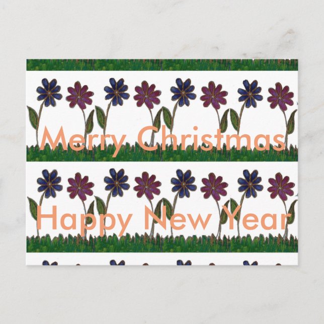 Postal Festiva Navidades felices y una maravillosa flora de Año N (Anverso)