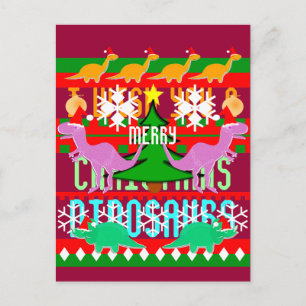 Postal Festiva Navidades feos Patran Dinosaurios Personalizados l