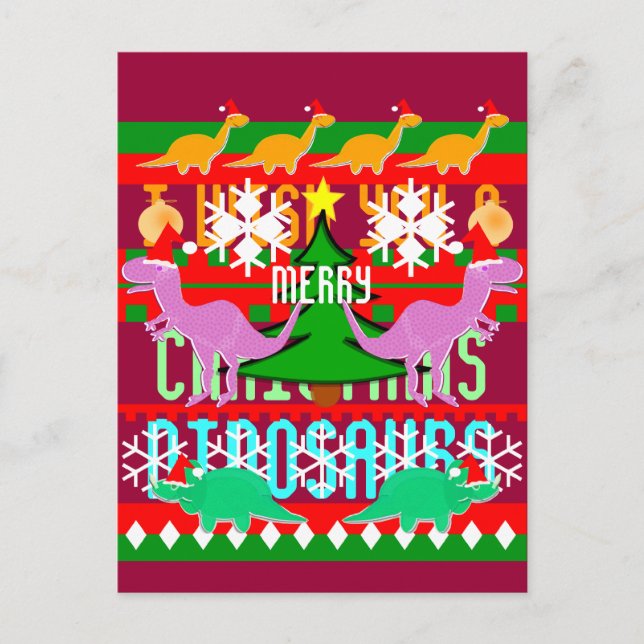Postal Festiva Navidades feos Patran Dinosaurios Personalizados l (Anverso)