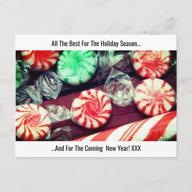 Postal Festiva Navidades festividad Candy Cane y dulces duros (Anverso)