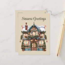 Postal Festiva Navidades festivos acuarela tienda agregar texto V