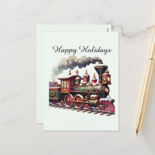 Postal Festiva Navidades festivos agregan tren de mensajes