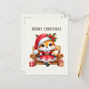 Postal Festiva Navidades festivos añaden el fox de mensajes