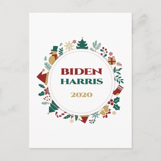 Postal Festiva Navidades festivos Biden/Harris 2020 (Anverso)