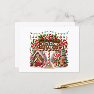 Postal Festiva Navidades festivos Candy Cane Lane
