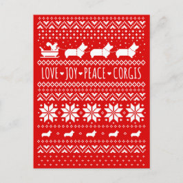 Postal Festiva Navidades festivos de Love Joy Peace Corgis