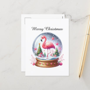 Postal Festiva Navidades festivos flamingo rosa