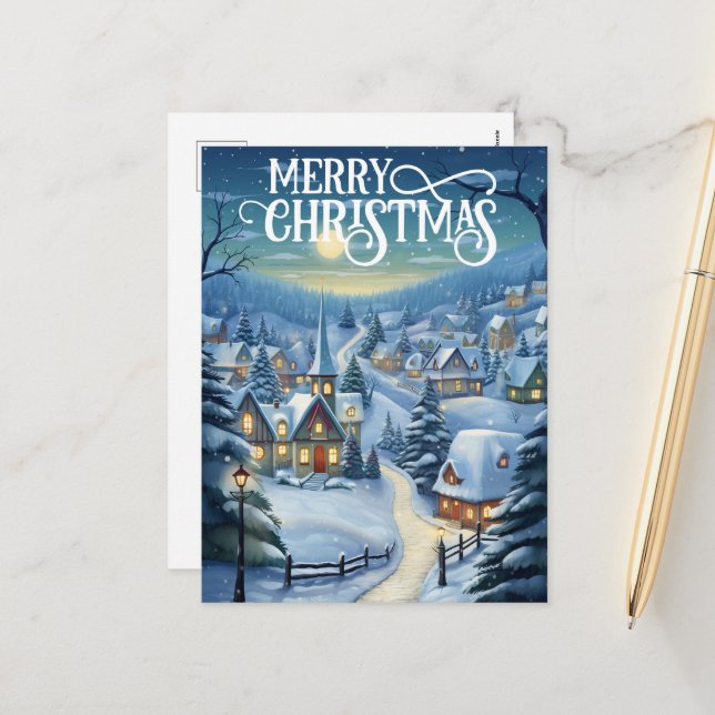 Postal Festiva Navidades festivos La escena de la Iglesia agrega  (Anverso/Reverso In Situ)