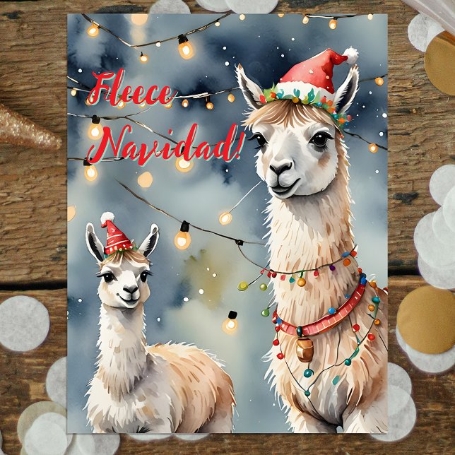 Postal Festiva Navidades festivos Llamas - Fleece Navidad! (Subido por el creador)