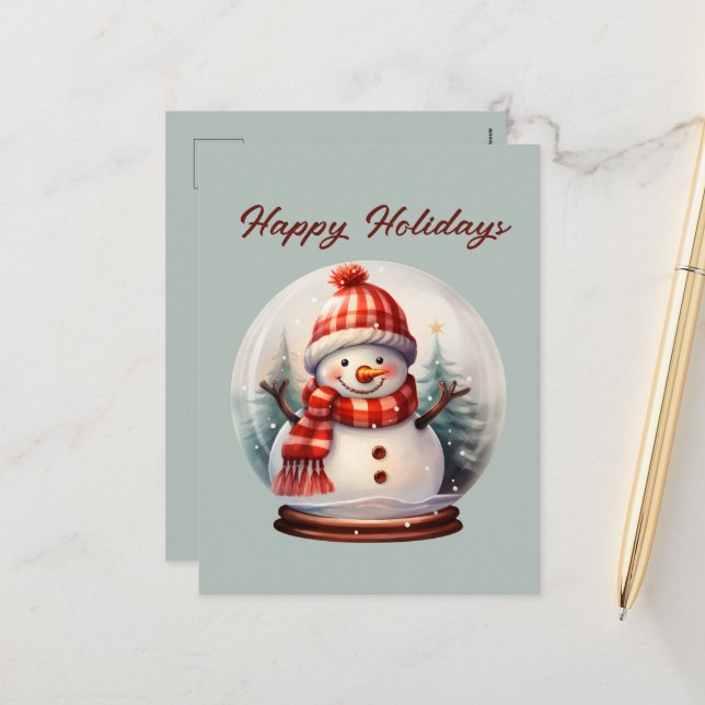 Postal Festiva Navidades festivos nevando el mundo agregar texto (Anverso/Reverso In Situ)