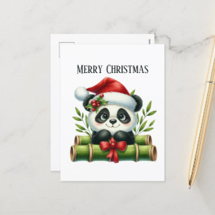 Postal Festiva Navidades festivos Panda con mensaje añadido