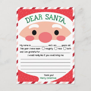 Postal Festiva Navidades festivos, querida Santa Carta
